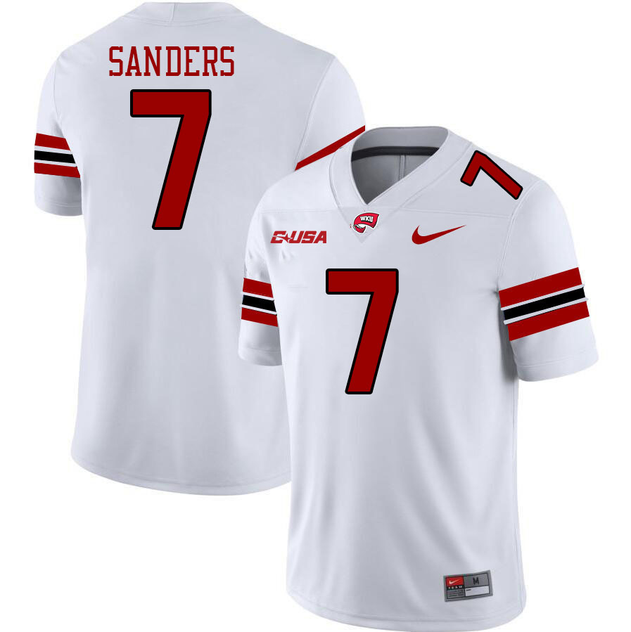Western Kentucky Hilltoppers #7 L.T. Sanders College Football Jerseys Stitched Sale-White